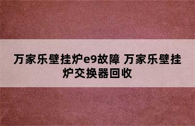 万家乐壁挂炉e9故障 万家乐壁挂炉交换器回收